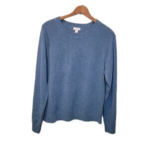 Garnet Hill Cashmere Blue Crew Neck Long Sleeve Sweater Size Small Quiet Luxury